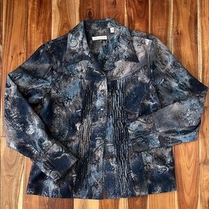 Coldwater creek beaded metallic denim jacket - size 14